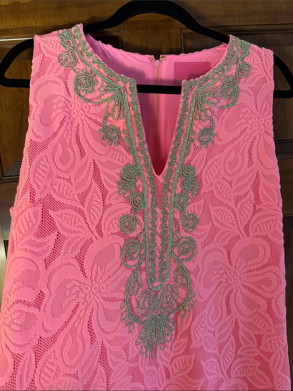 Size 16 Lilly Pulitzer Bright Pink Maxi Dress with Gold Embroidery - Picture 11 of 15